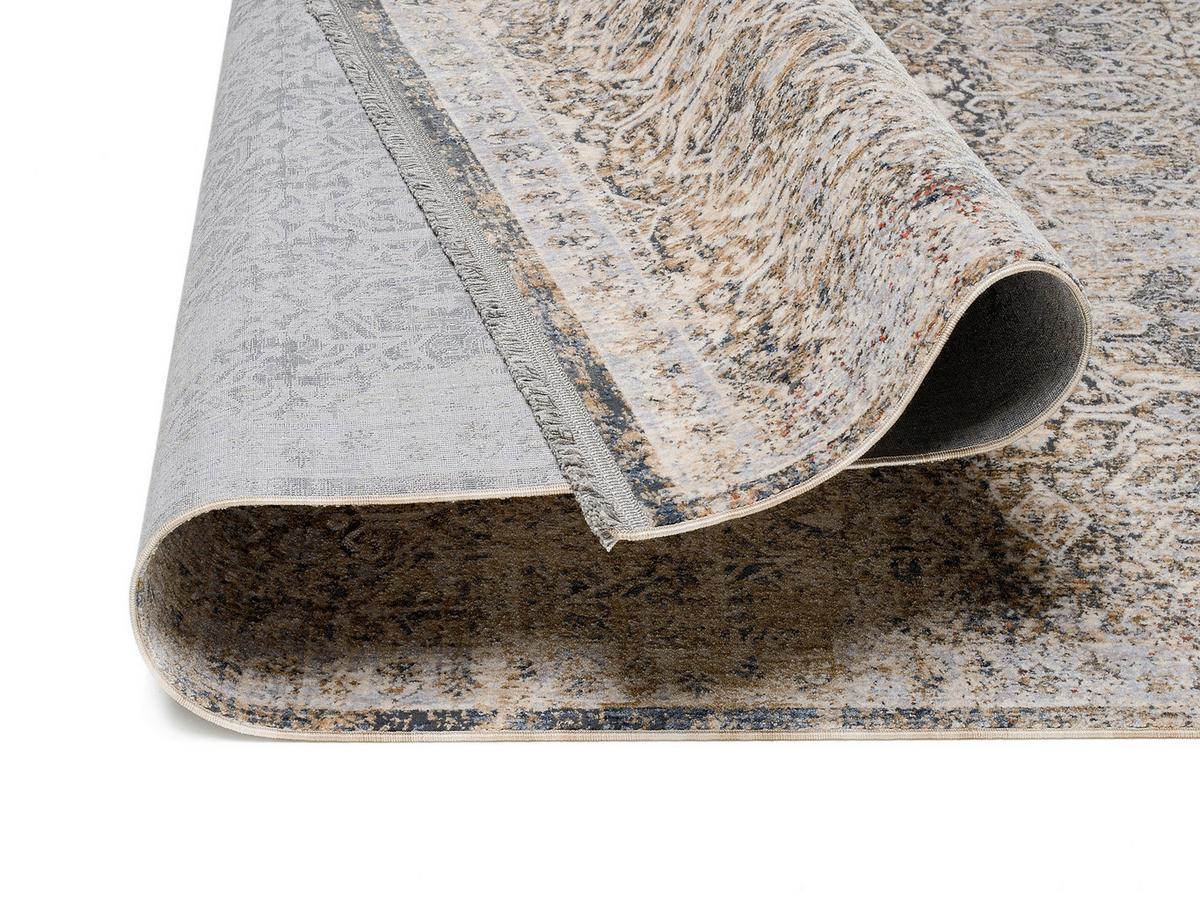 VINTAGE-TEPPICH MERKUR - Blau/Beige, Design, Textil (133/190cm) - Novel