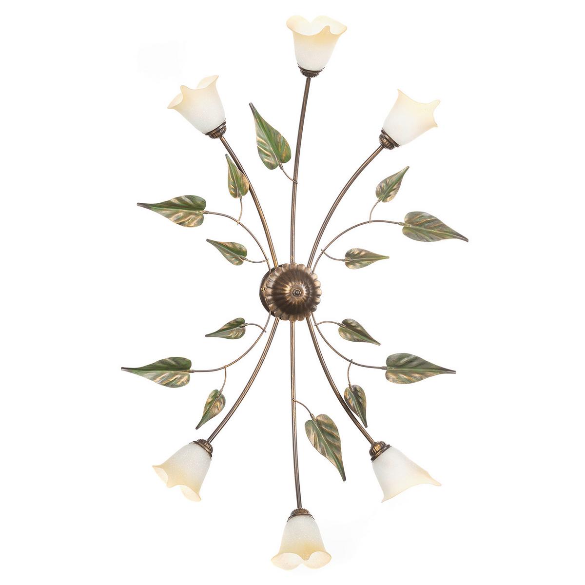 Deckenleuchte 4620/ov6 - Bronzefarben/Olivgrün, Natur, Glas/Metall (65/40/125cm)