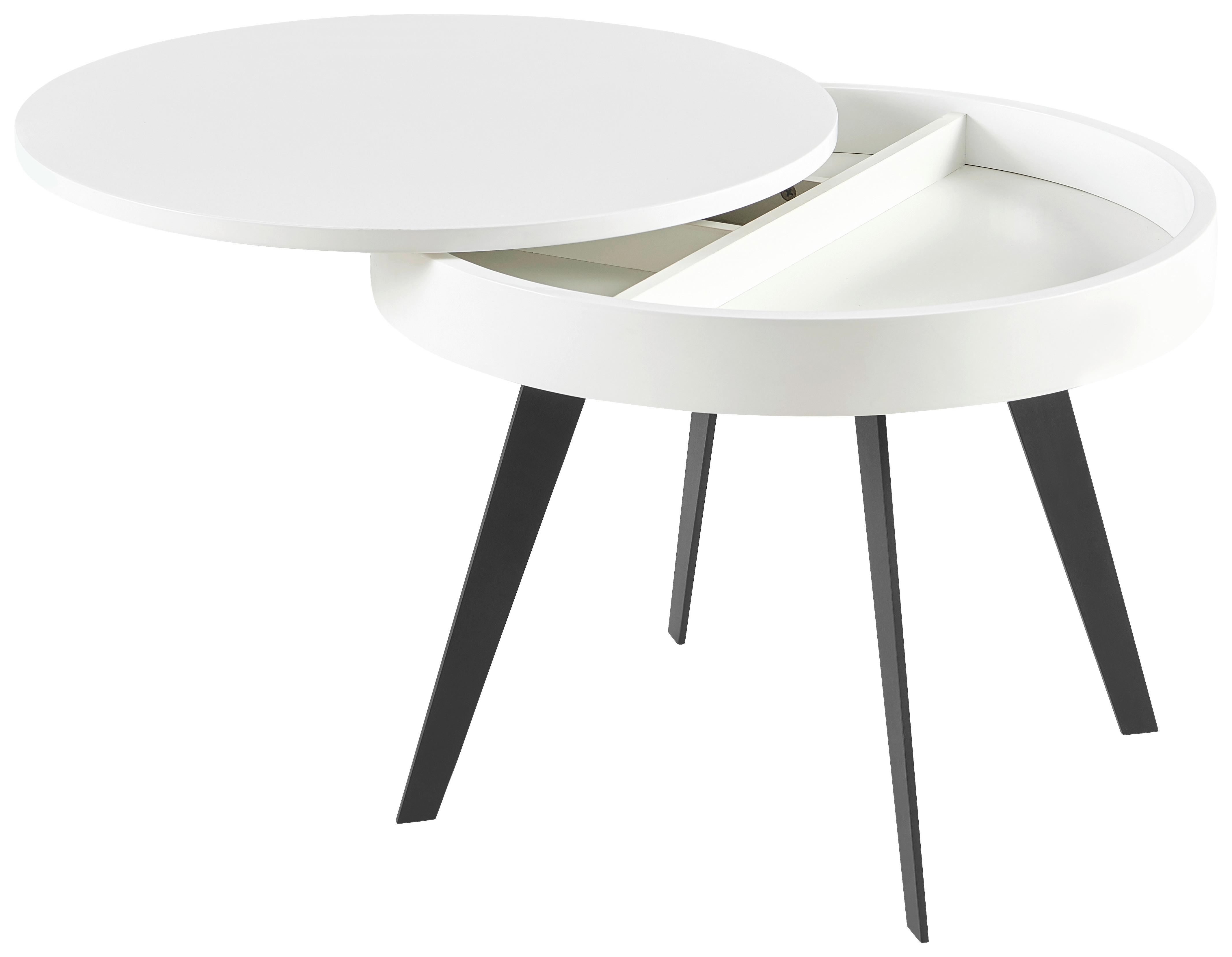 Couchtisch Ruby - Weiß Hochglanz/Schwarz, MODERN, Holzwerkstoff/Metall (70/57cm)