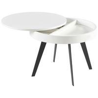 Dohányzóasztal Ruby - fekete/magasfényű fehér, Modern, faalapú anyag/fém (70/57cm)