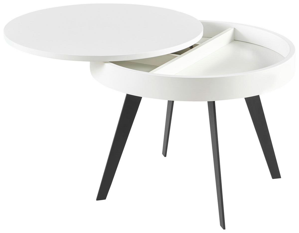 Dohányzóasztal Ruby - fekete/magasfényű fehér, Modern, faalapú anyag/fém (70/57cm)