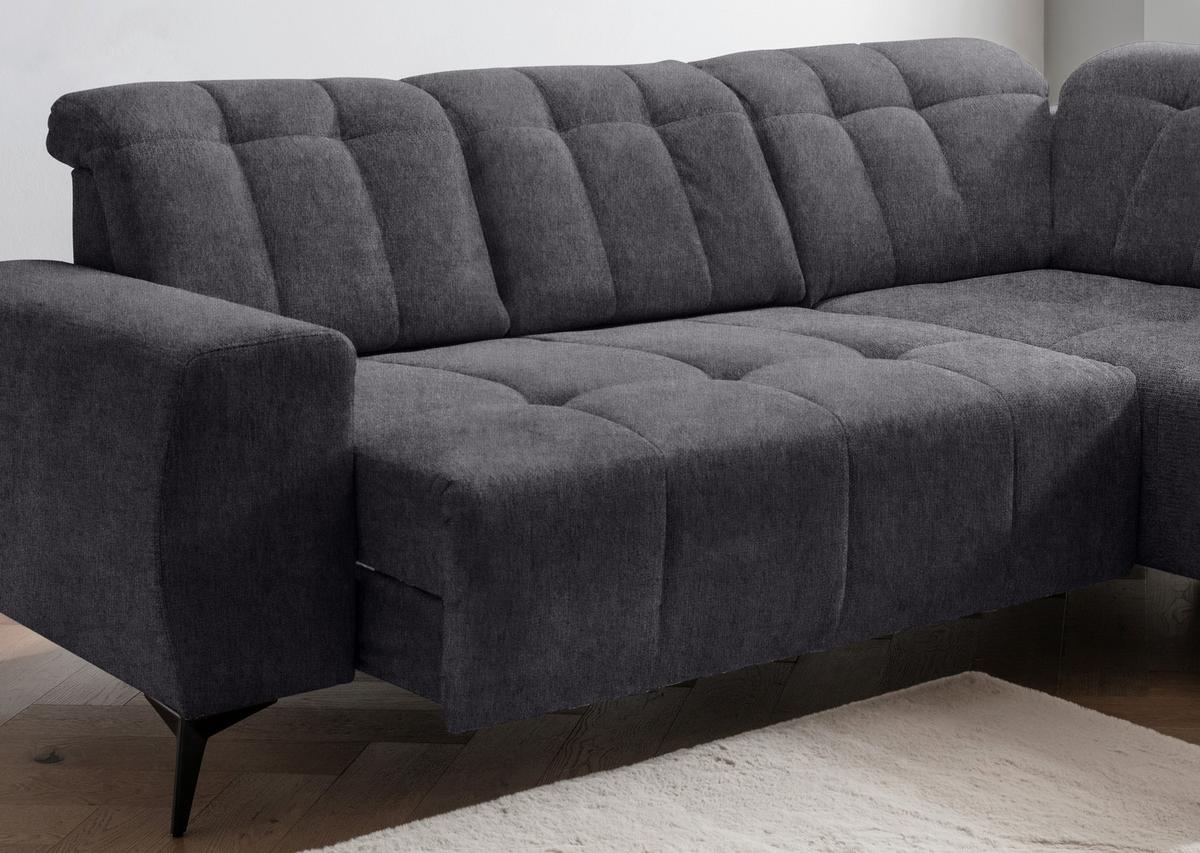 Ecksofa Mit Usb Anschluss Sano, Anthrazit, S: 261x200 Cm - Anthrazit/Schwarz, MODERN, Textil (261/200cm) - Livetastic