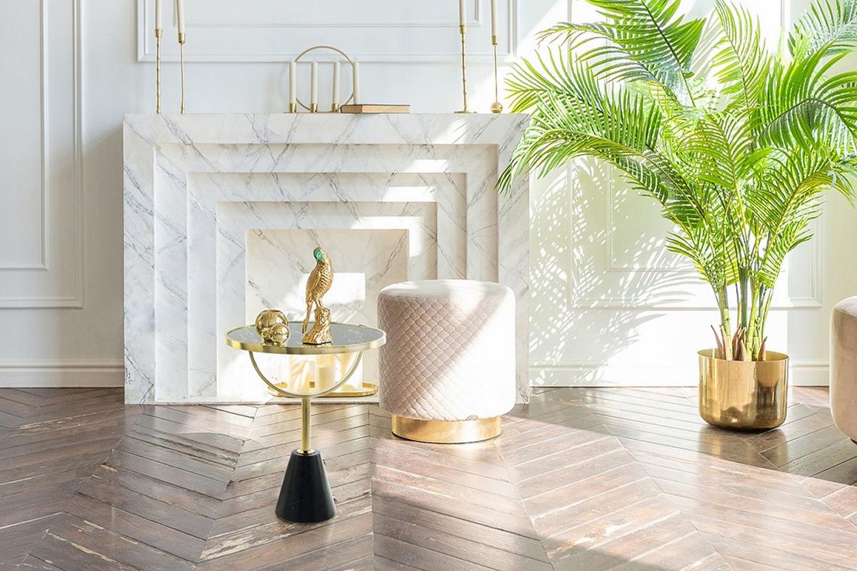 Beistelltisch Rocio 100 Schwarz - Design, Glas/Stein (46/54cm) - Kayoom