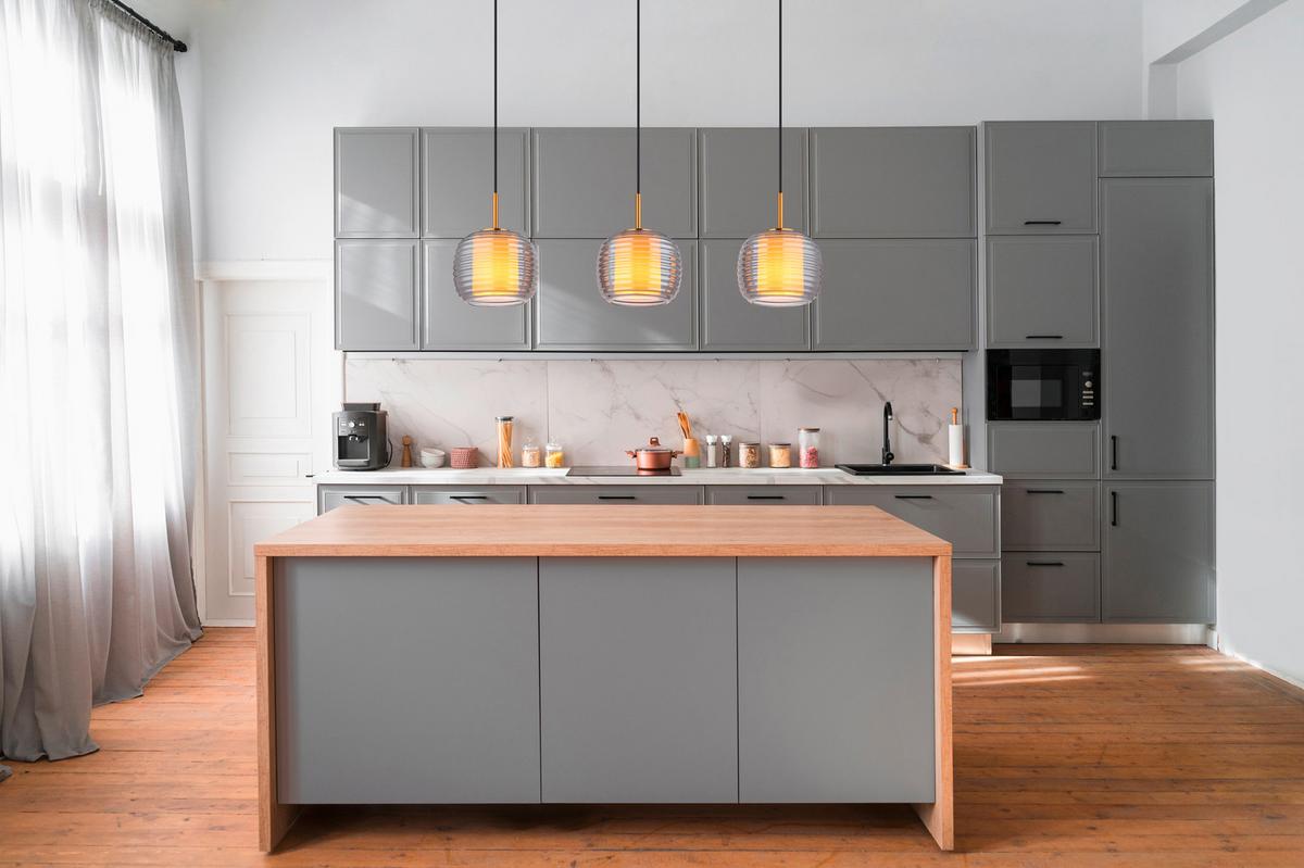 Hängeleuchte 16049-3h - Messingfarben/Schwarz, KONVENTIONELL, Glas/Kunststoff (91/21/150cm) - Globo