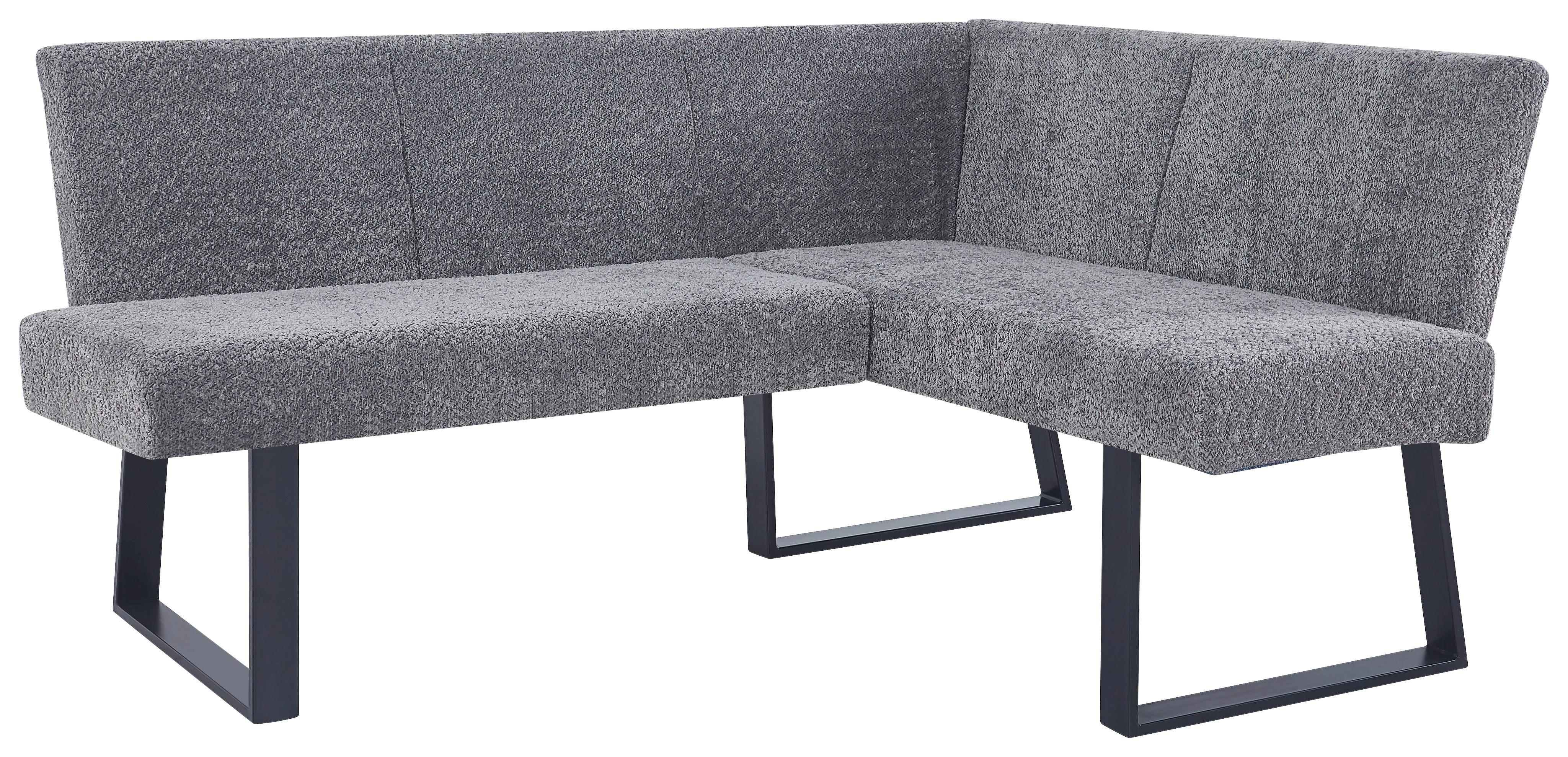 Eckbank Terri Leinenoptik Grau, S: 160x130cm - Schwarz/Grau, KONVENTIONELL, Textil/Metall (160/130cm) - MID.YOU