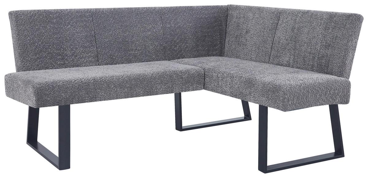 Eckbank Terri Leinenoptik Grau, S: 160x130cm - Schwarz/Grau, KONVENTIONELL, Textil/Metall (160/130cm) - MID.YOU