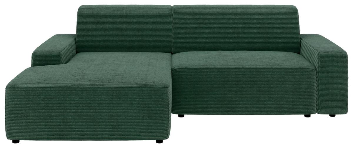 Ecksofa Dunkelgrün S: 162x246 cm - Dunkelgrün/Schwarz, MODERN, Textil (162/246cm) - Trendmanufaktur
