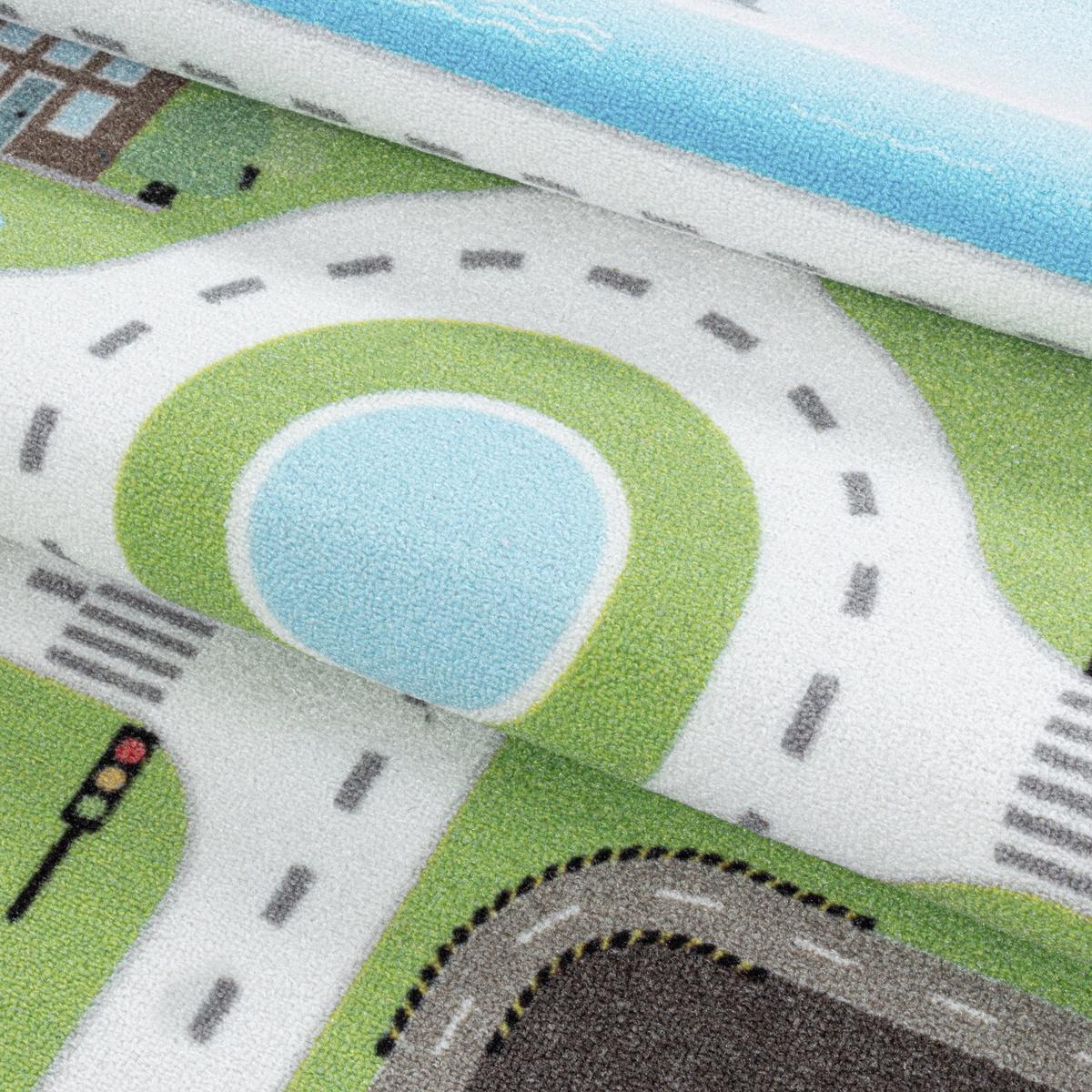 Spielteppich Straße Grün Play 100x150 cm - Multicolor, Trend, Textil (100/150cm)
