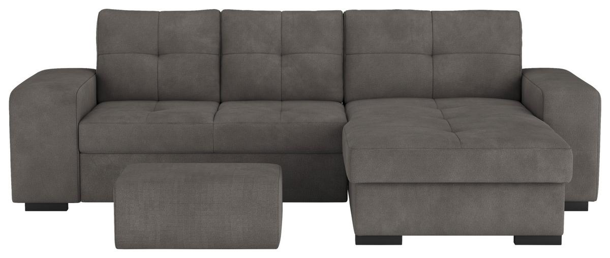 Eckschlafsofa Mattina D. Grau S: 268x156 Cm - Dunkelgrau/Schwarz, MODERN, Textil (268/156cm) - MID.YOU