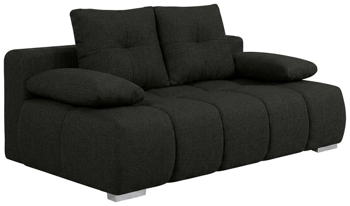 Boxspringová pohovka BUBBLE, čierna - čierna/chrómová, Trend, kompozitné drevo/textil (206/90/105cm) - Luca Bessoni