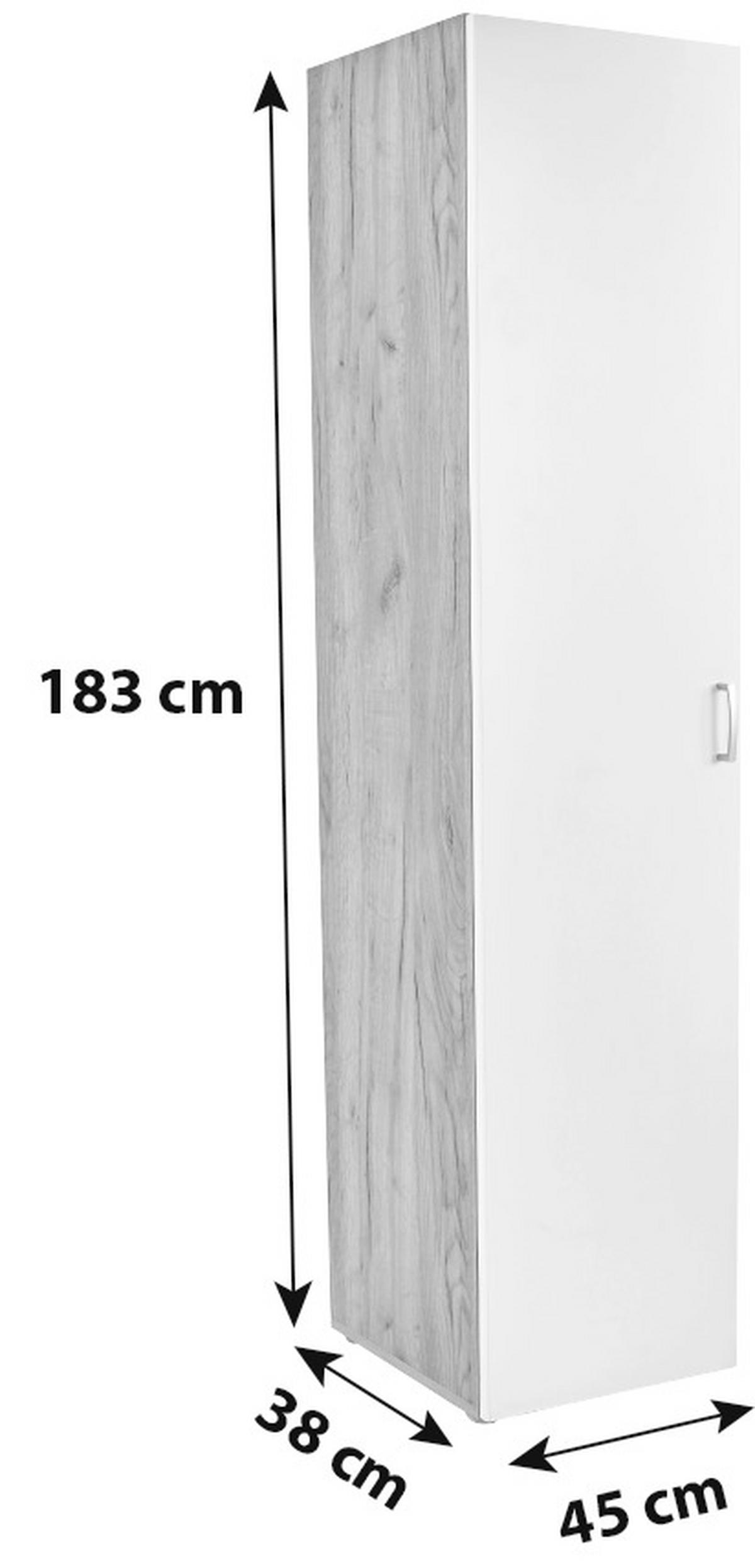 SKŘÍŇ NA ŠANONY TIO - bílá/barvy dubu, Moderní, kompozitní dřevo (45/183/37,5cm)