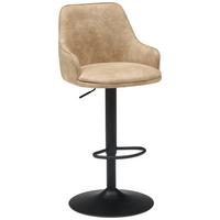 Barhocker Höhenverstellbar Mit Lehne Weda Webstoff Beige - Beige/Schwarz, KONVENTIONELL, Textil/Metall (50/90-111/51cm) - MID.YOU