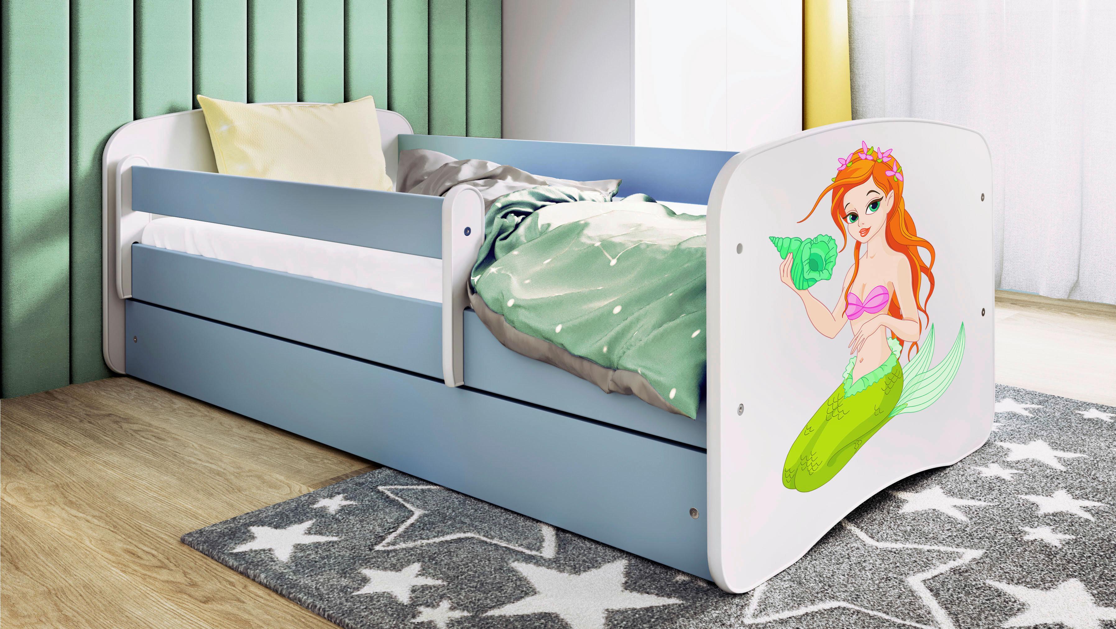 Kinder-/Juniorbett Babydreams inkl. Matratze 80x160 - Blau/Birkefarben, MODERN, Holz/Holzwerkstoff (80/160cm) - MID.YOU