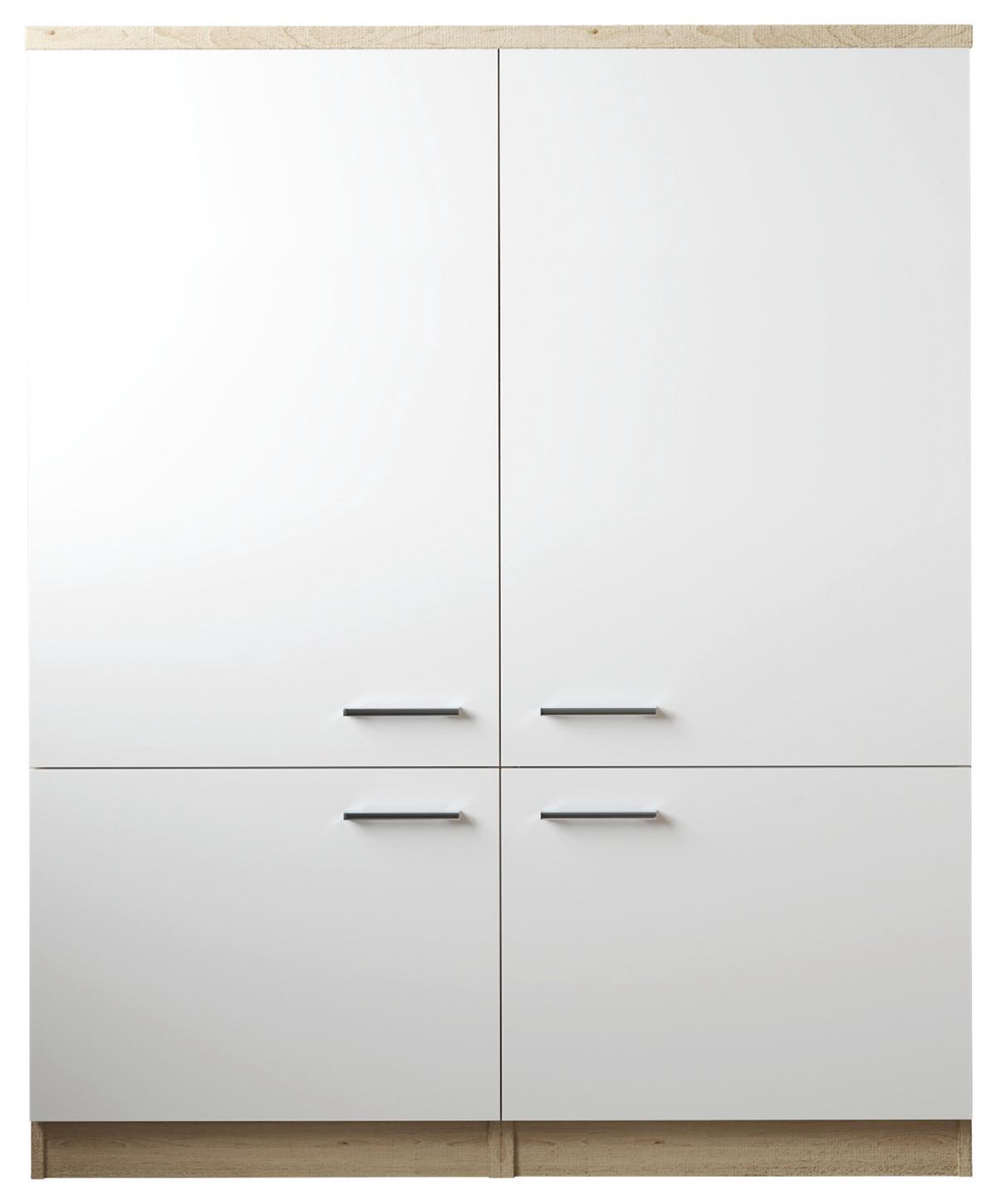 Hochschrank Merle Weiß/Eiche Dekor B:120cm - Eichefarben/Weiß, Basics, Holzwerkstoff (120/144,9/60cm) - Respekta