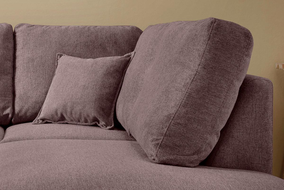 Ecksofa mit Schlaffunktion Valentina mit Kissen Bordeaux - Bordeaux/Naturfarben, KONVENTIONELL, Textil (230/200cm) - P & B