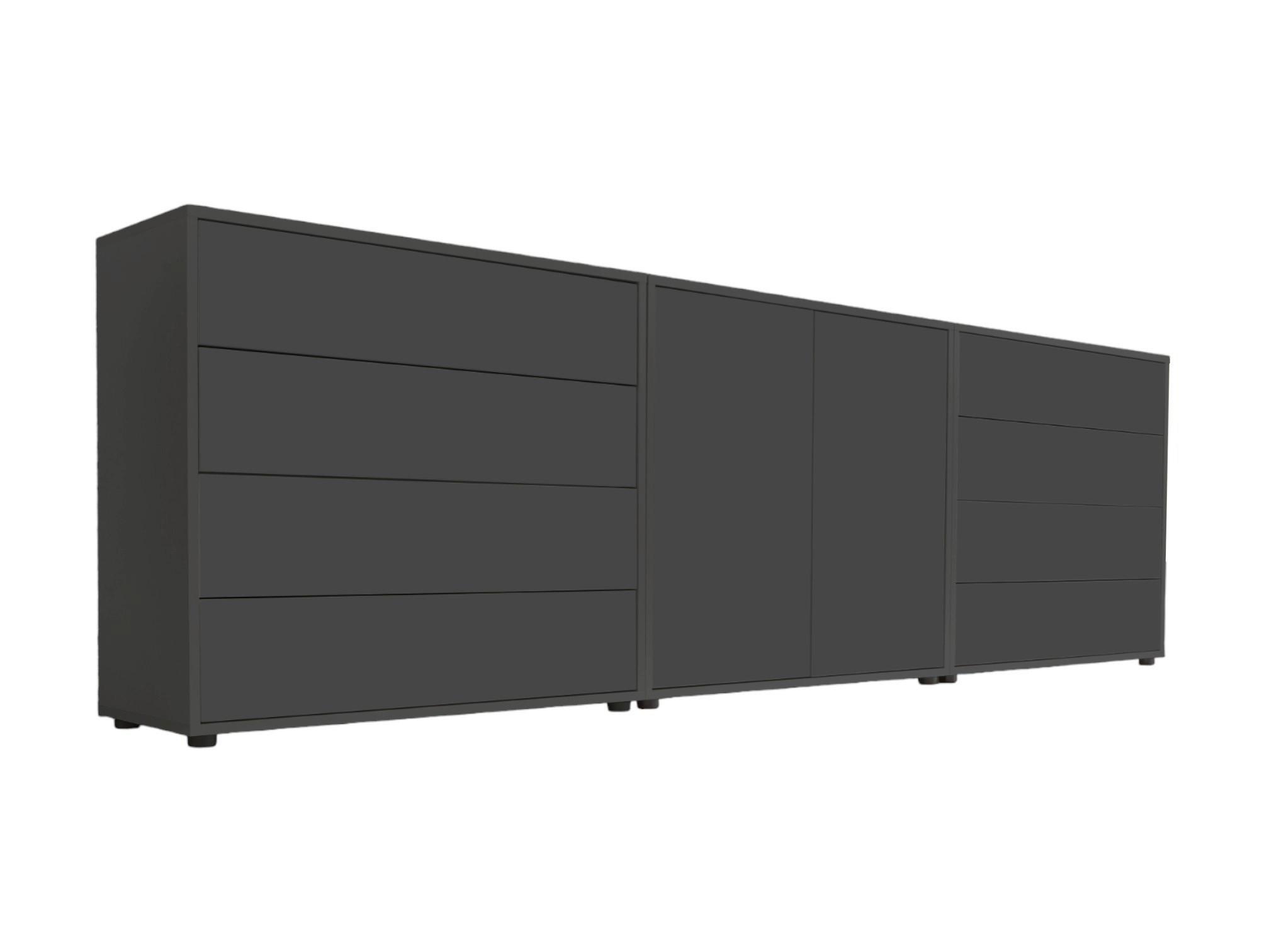Sideboard Mailand 4 B: 237 Cm Anthrazit - Anthrazit/Schwarz, MODERN, Holzwerkstoff (237/73/33cm) - MID.YOU