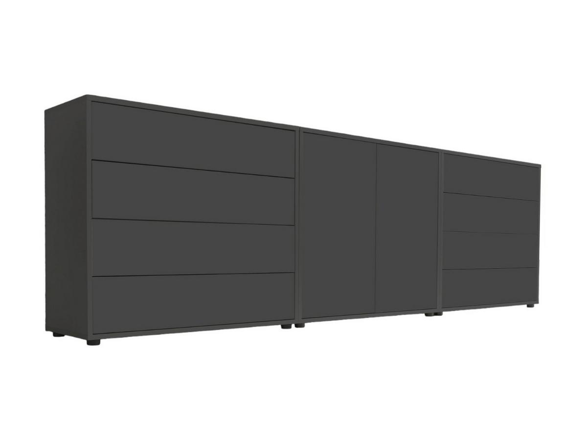 Sideboard Mailand 4 B: 237 Cm Anthrazit - Anthrazit/Schwarz, MODERN, Holzwerkstoff (237/73/33cm) - MID.YOU