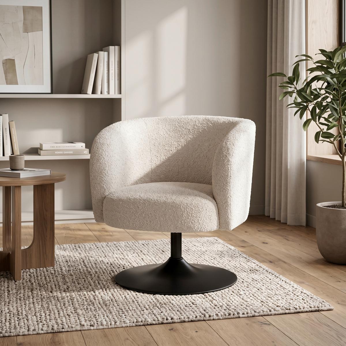 Otočná židle GIRO, béžová žinylka, max.120 kg - černá/béžová, Moderní, kov/textil (67/68/73cm) - Premium Living