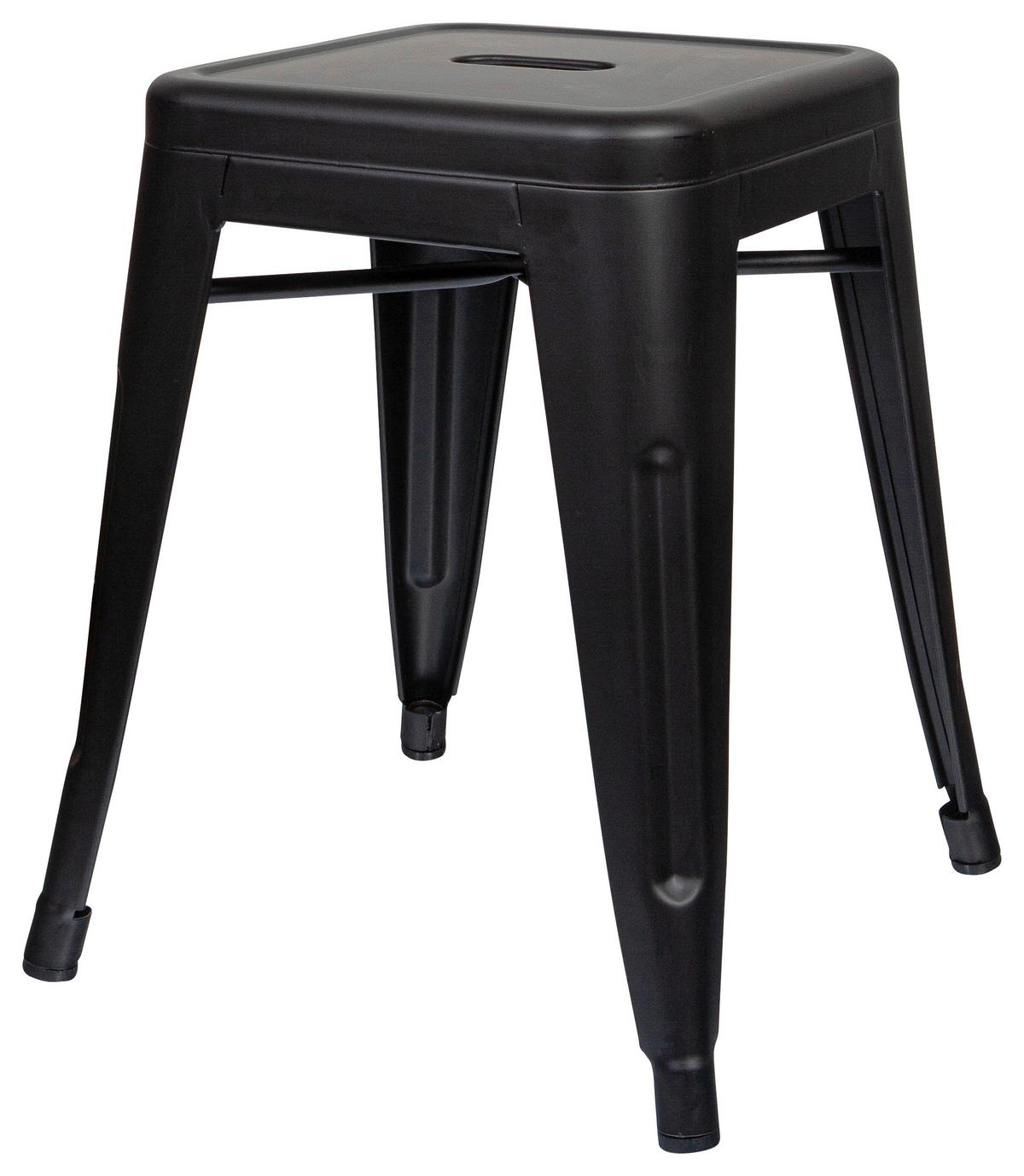 Hocker Vantaggio Brush Stahl Schwarz H: 46 cm Stapelbar - Schwarz, Basics, Metall (39/46/39cm) - MID.YOU