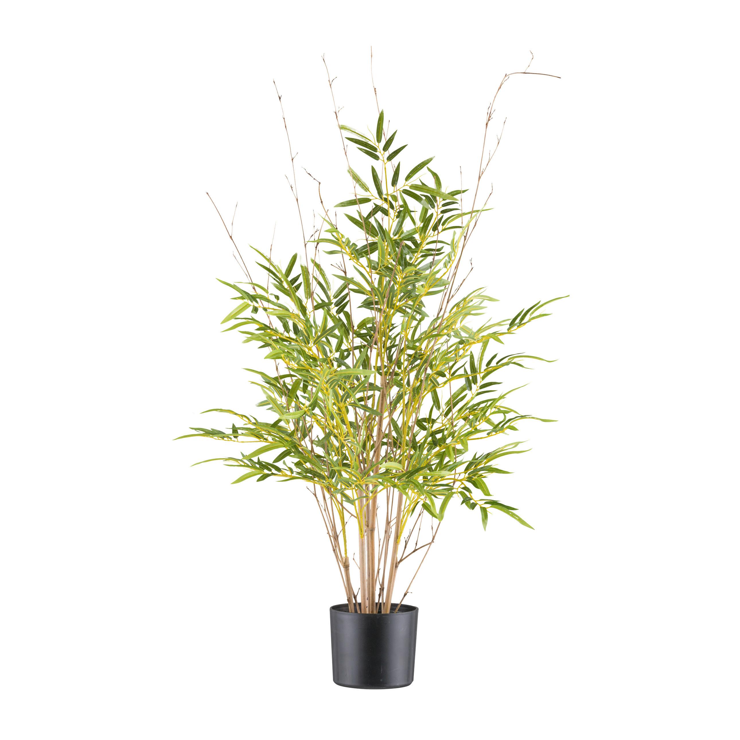 Kunstpflanze Bambus mit Naturstamm H: 90 cm - Schwarz/Naturfarben, Design, Naturmaterialien/Kunststoff (90cm) - P & B