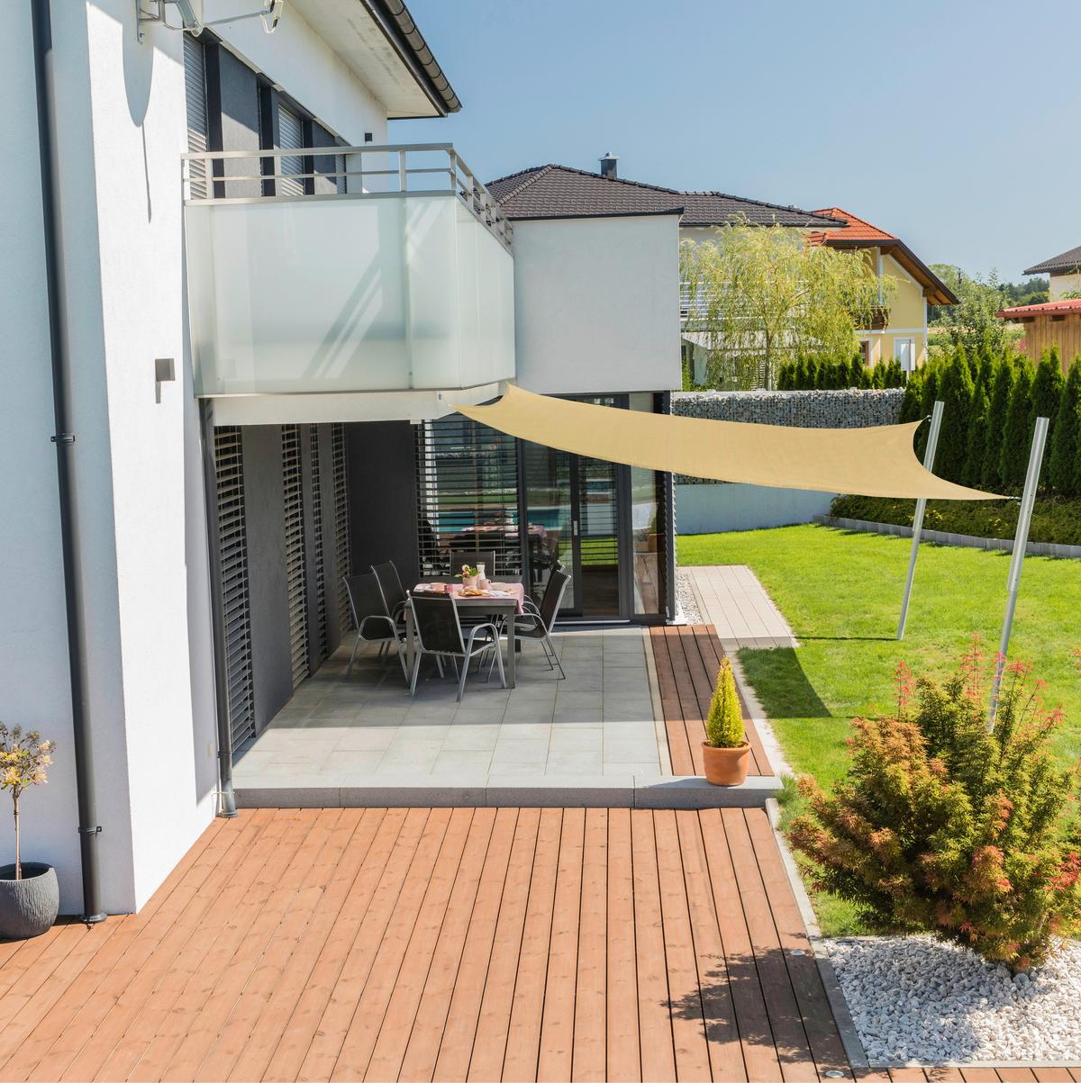 Sonnensegel Quadrat 4x4 m - Champagner, Basics (400/400cm)