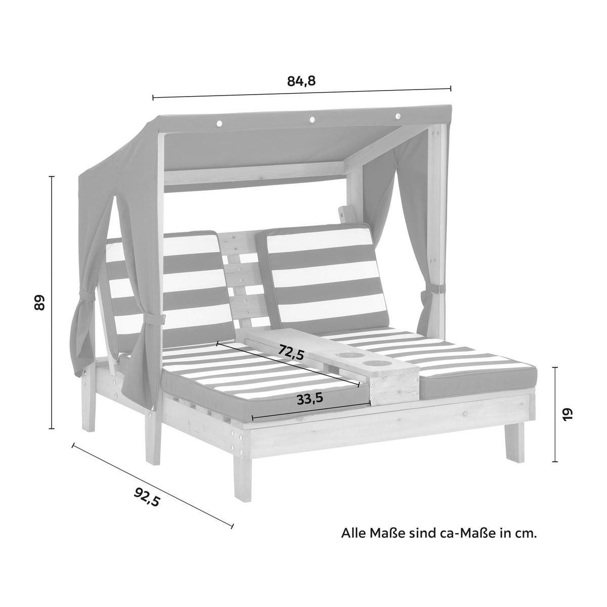 Záhradná pohovka pre deti DAISY - modrá/biela, Modern, drevo/textil (84,8/89/92,5cm) - Bessagi Kids