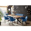Tischgruppe Akazie Massiv/blau 6--Teilig. - Blau/Naturfarben, MODERN, Holz/Textil (200/100/76,5cm) - Livetastic