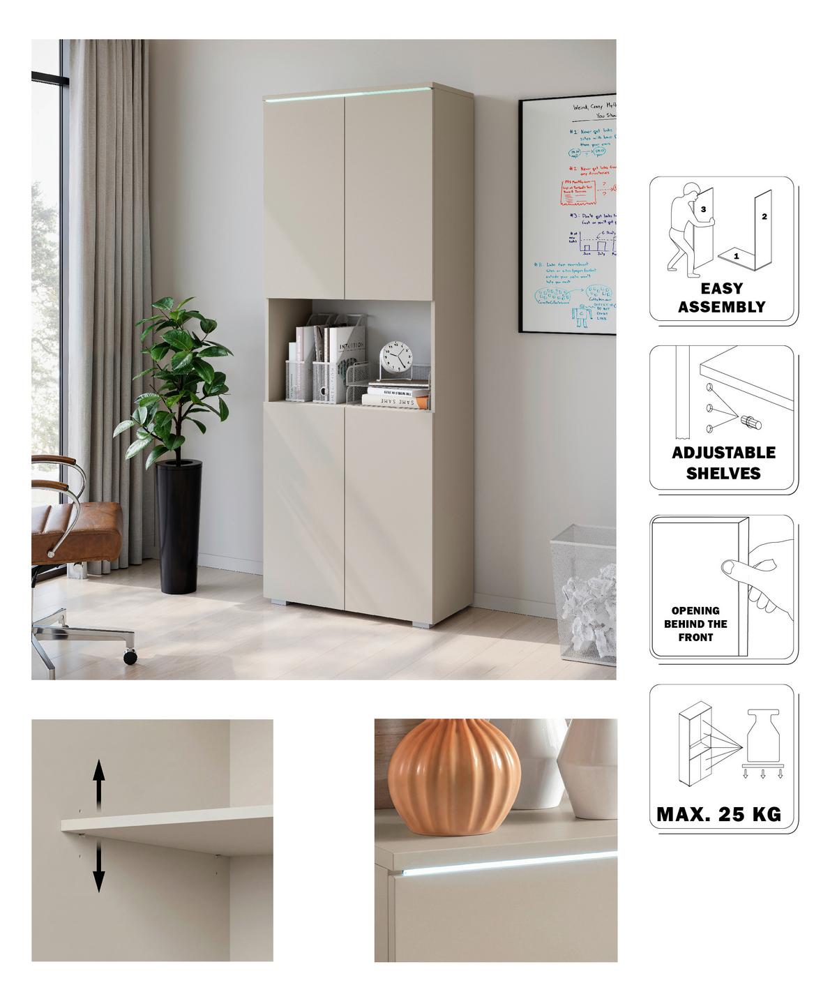 Aktenschrank Vera Beige/Kaschmir B: 68cm - Kaschmir/Beige, Design, Holzwerkstoff (68/181,9/33cm) - Livetastic