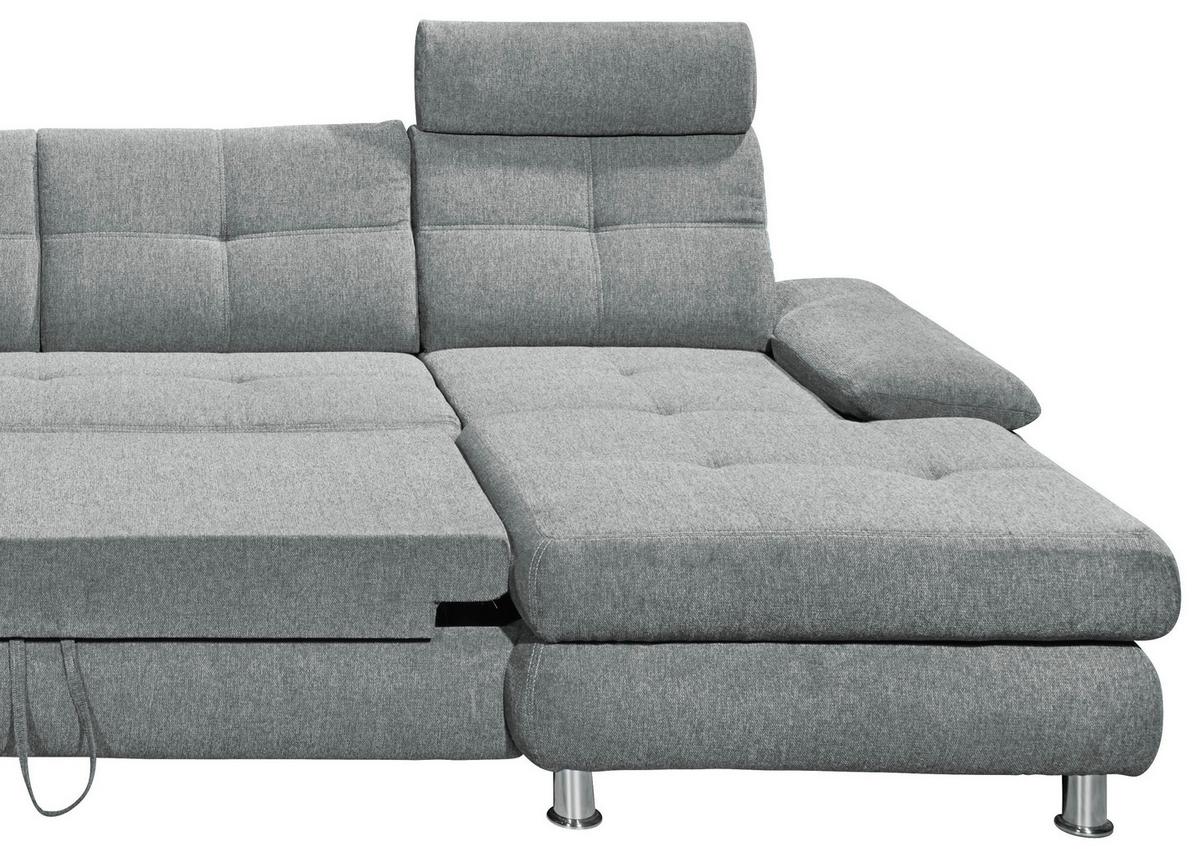 Wohnlandschaft mit Schlaffunktion Alba, Webstoff - Hellgrau, MODERN, Textil (233/349/177cm) - MID.YOU