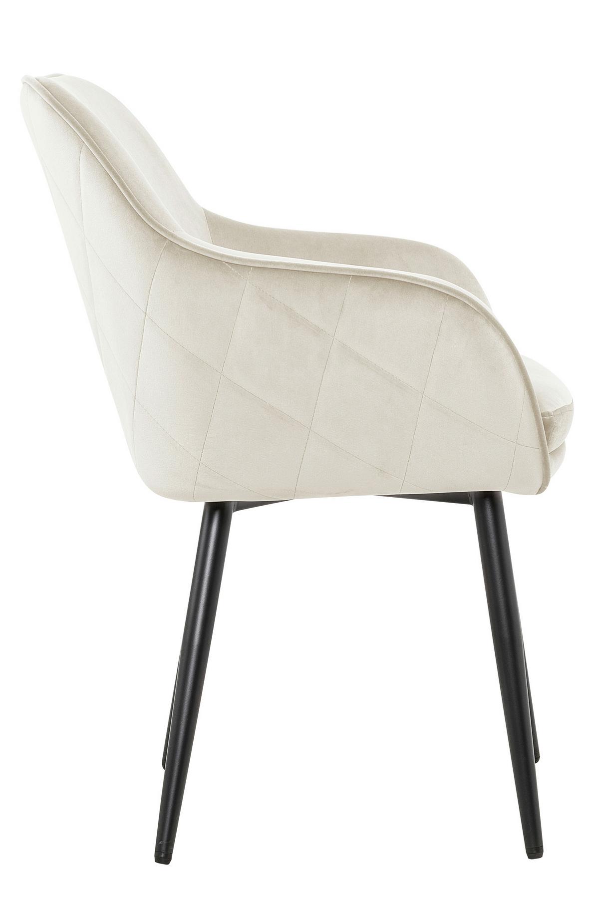 Armlehnstuhl Creme B: 61cm - Creme/Schwarz, MODERN, Textil/Metall (61/85/60cm) - Livetastic