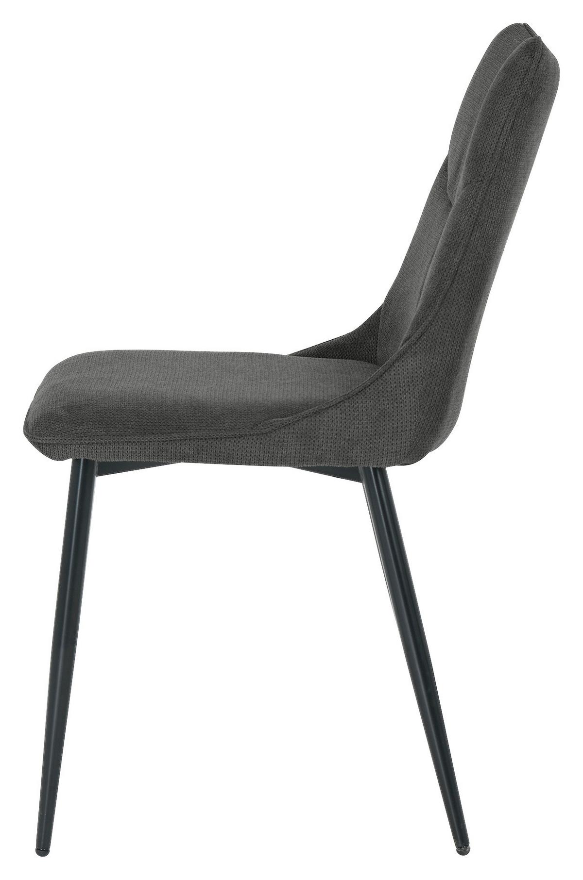Esszimmerstuhl Carlo Anthrazit, Schwarz 2er Set - Anthrazit/Schwarz, Design, Textil/Metall (59/88/47cm) - MID.YOU