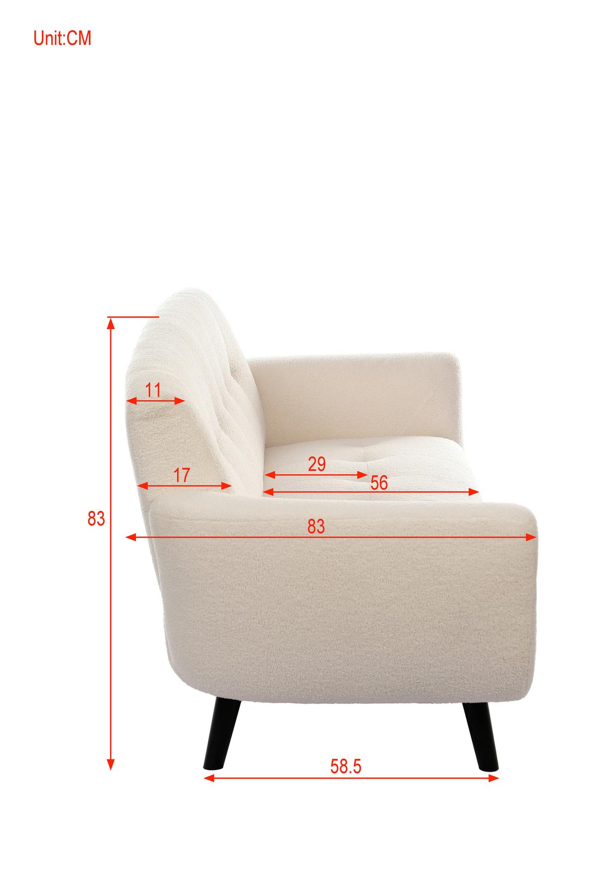 Ecksofa Stockholm Teddy Weiß, B: 183 cm - Schwarz/Weiß, MODERN, Holz/Textil (183/82/82cm)