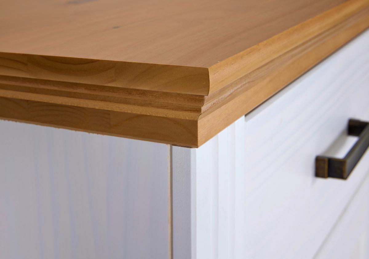 Kommode 166cm Maluno, Weiß - Eichefarben/Weiß, Design, Holz (166/104/48cm) - Livetastic