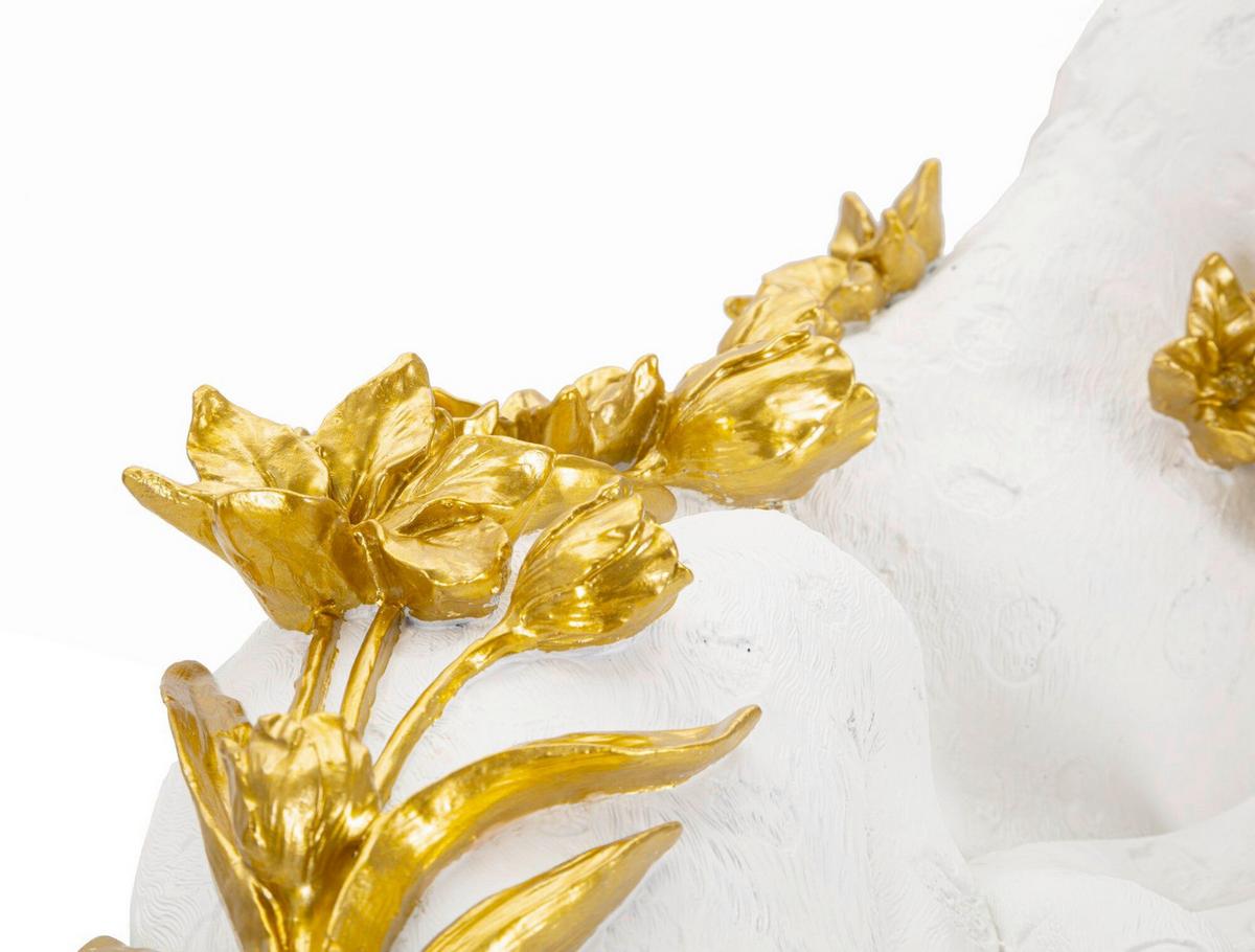 Skulptur Leopard White/Gold B: 53 cm - Goldfarben/Weiß, Basics, Kunststoff (53/24/21.5cm)