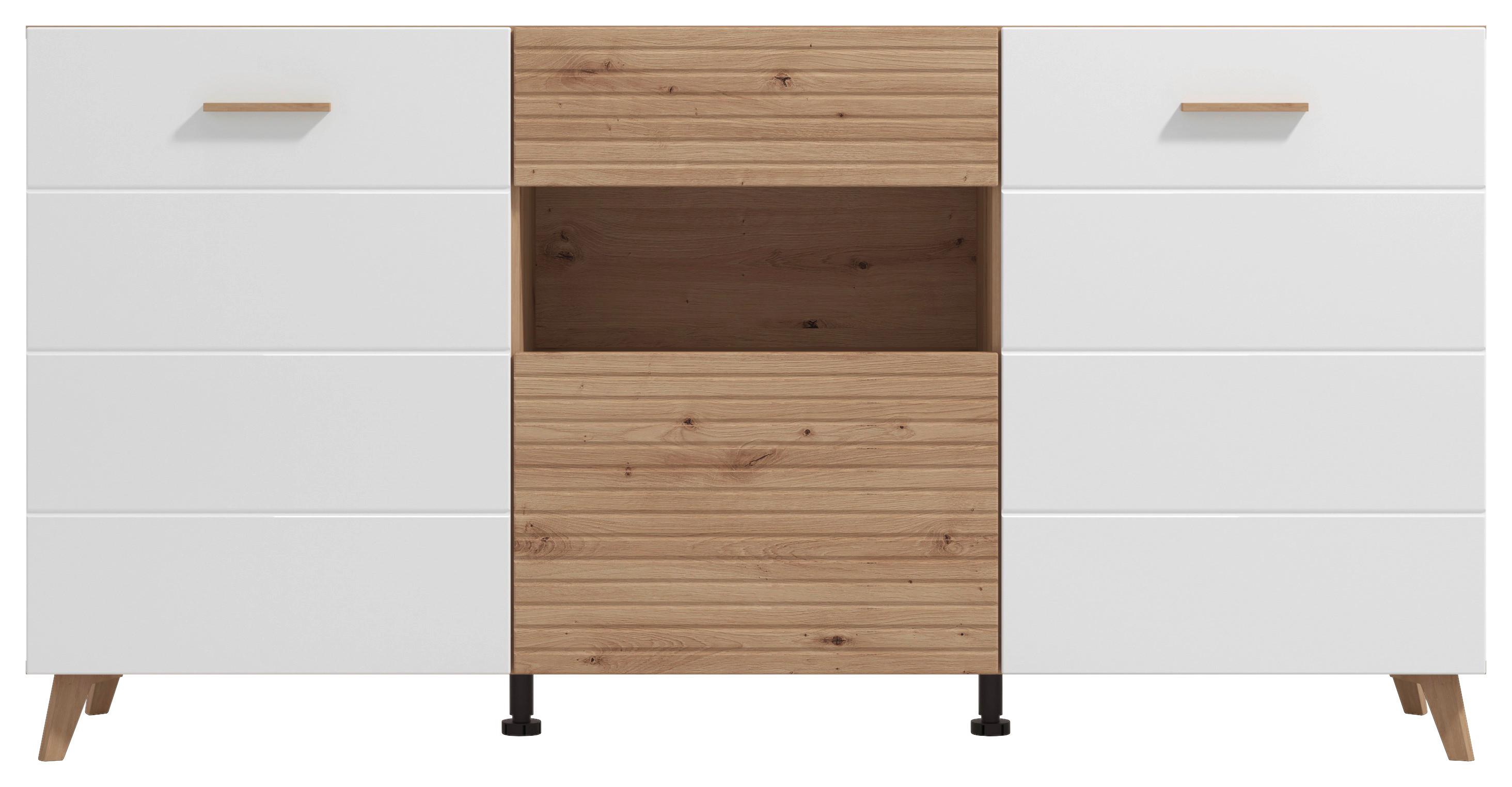 Tálalószekrény Bretagne - tölgyfa színű/fehér, Modern, faalapú anyag (173/87,5/41,5cm)