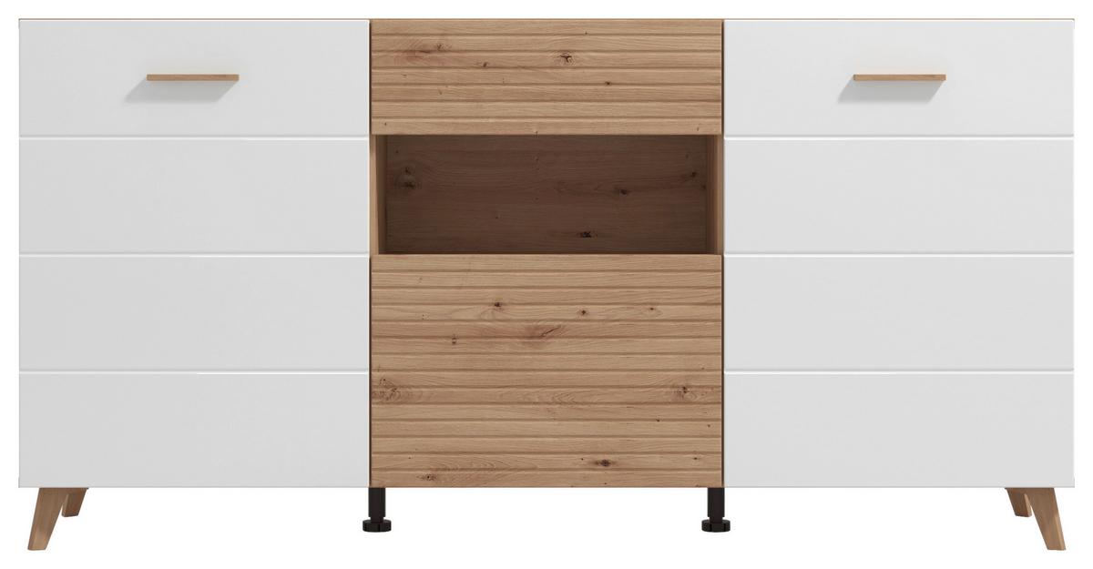 Tálalószekrény Bretagne - tölgyfa színű/fehér, Modern, faalapú anyag (173/87,5/41,5cm)