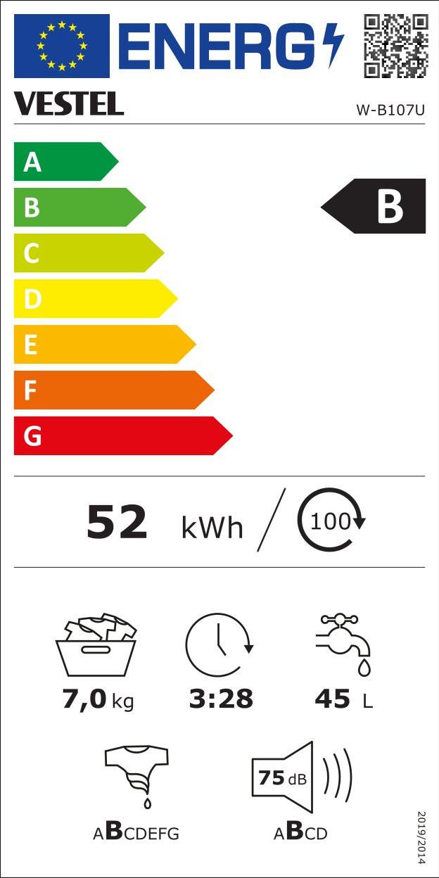 Waschmaschine W-B107u 7 Kg 1400 U/Min Aquastop - Weiß, Basics (60/85/53cm) - Vestel