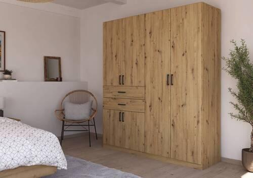 Drehtürenschrank 180 Cm Maika Eiche Artisan - Eiche Artisan, MODERN, Holzwerkstoff (180/210/54cm) - Rauch Möbel