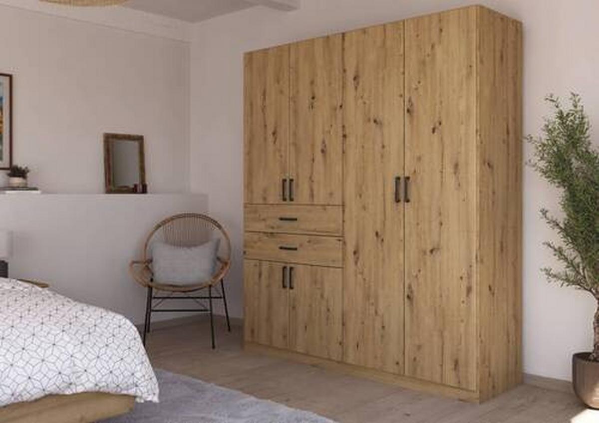 Drehtürenschrank 180 Cm Maika Eiche Artisan - Eiche Artisan, MODERN, Holzwerkstoff (180/210/54cm) - Rauch Möbel