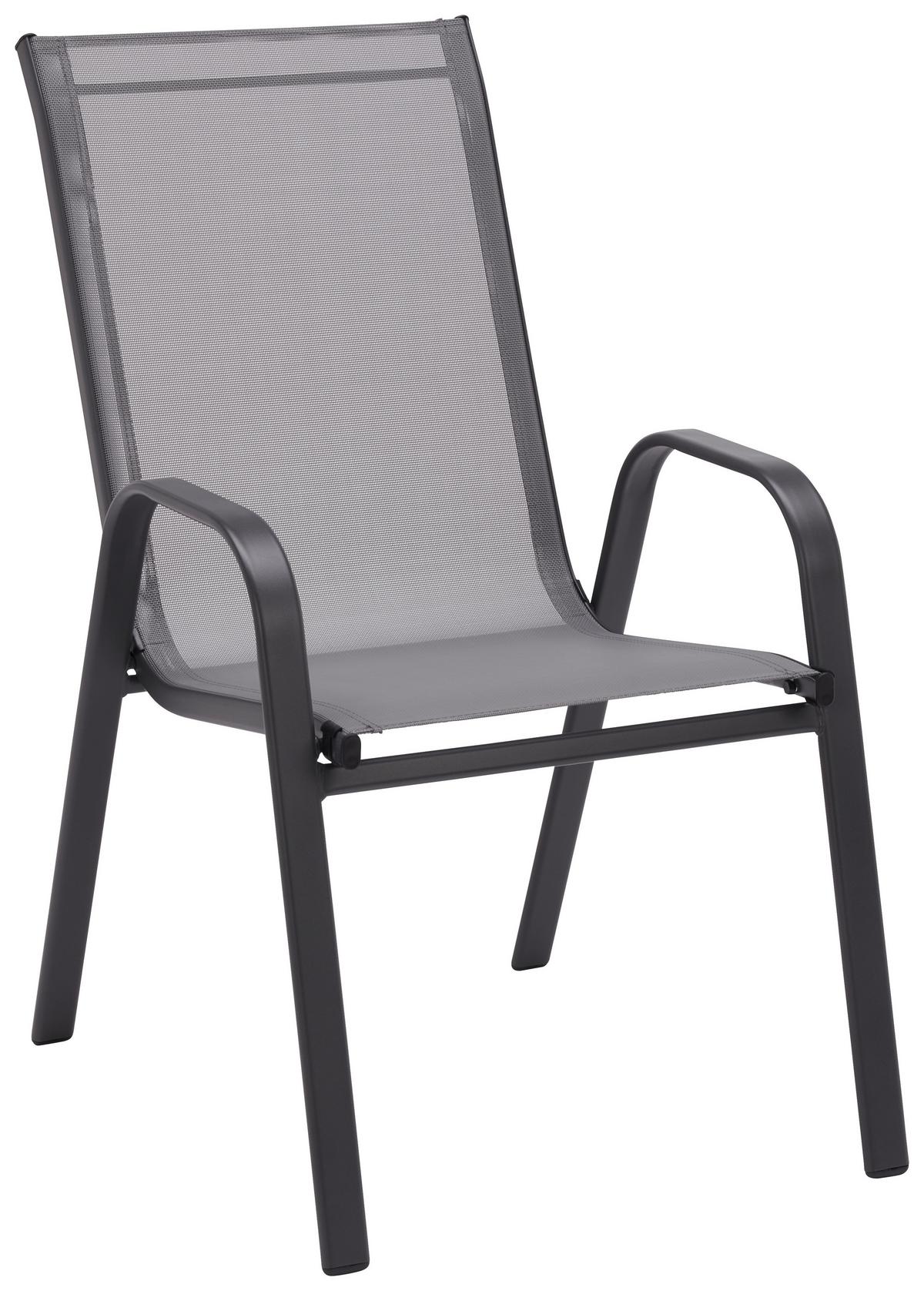 Gartensessel Stapelbar Alexis Stahl/Textilene - Anthrazit, MODERN, Textil/Metall (54/92/73cm) - Ondega