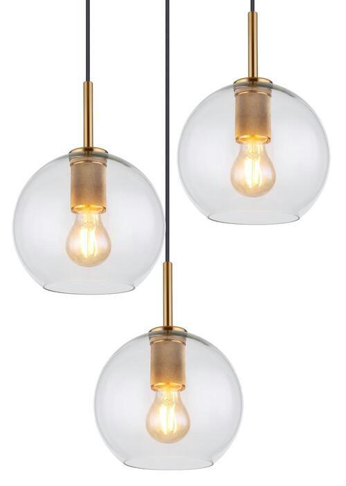 Hängeleuchte 15462h1 Adara - Klar/Messingfarben, Design, Glas/Kunststoff (47/120cm) - Globo