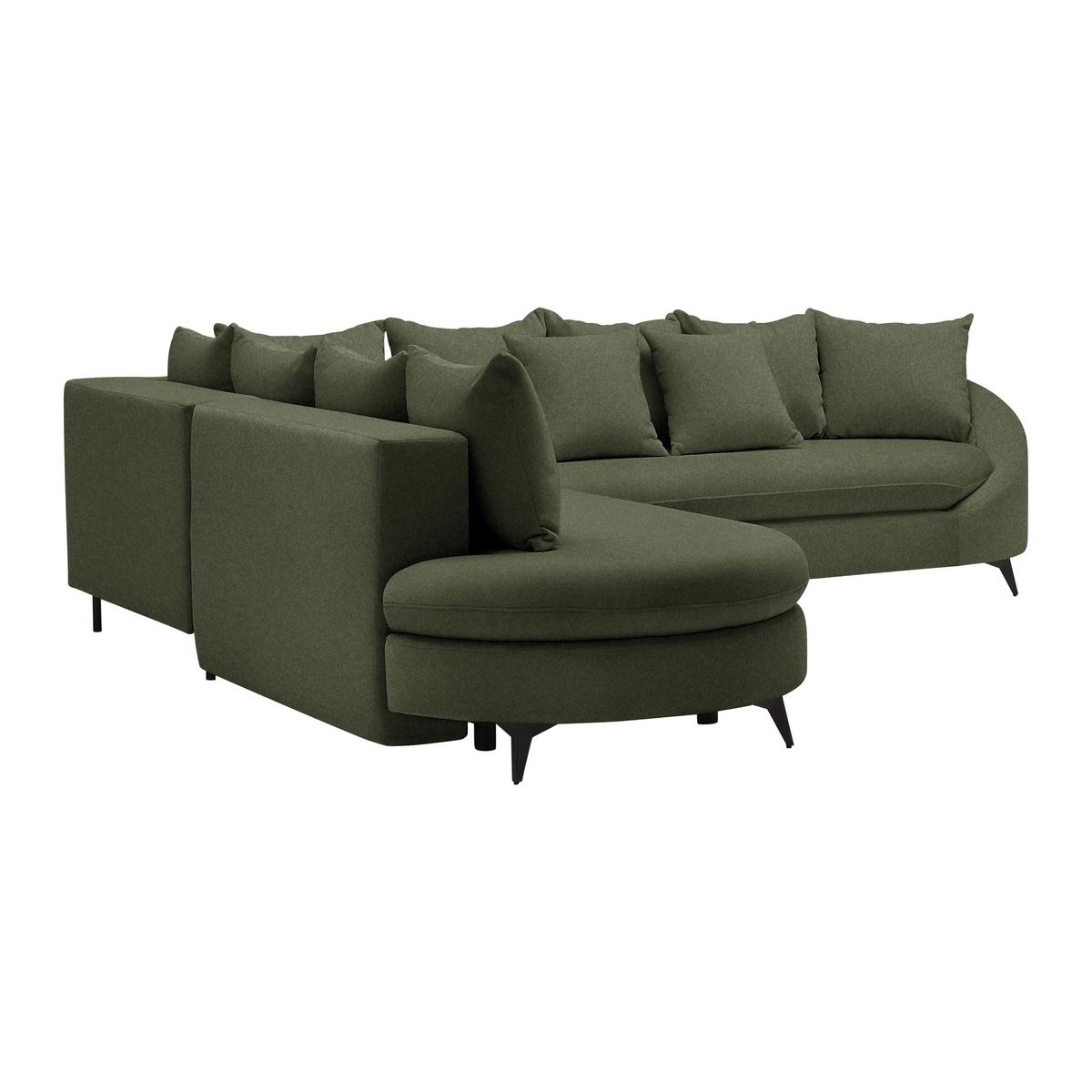 Rohová sedačka AXEL, levá, olivově zelená žinylka - černá/olivově zelená, Moderní, kov/textil (250/291cm) - Mömax