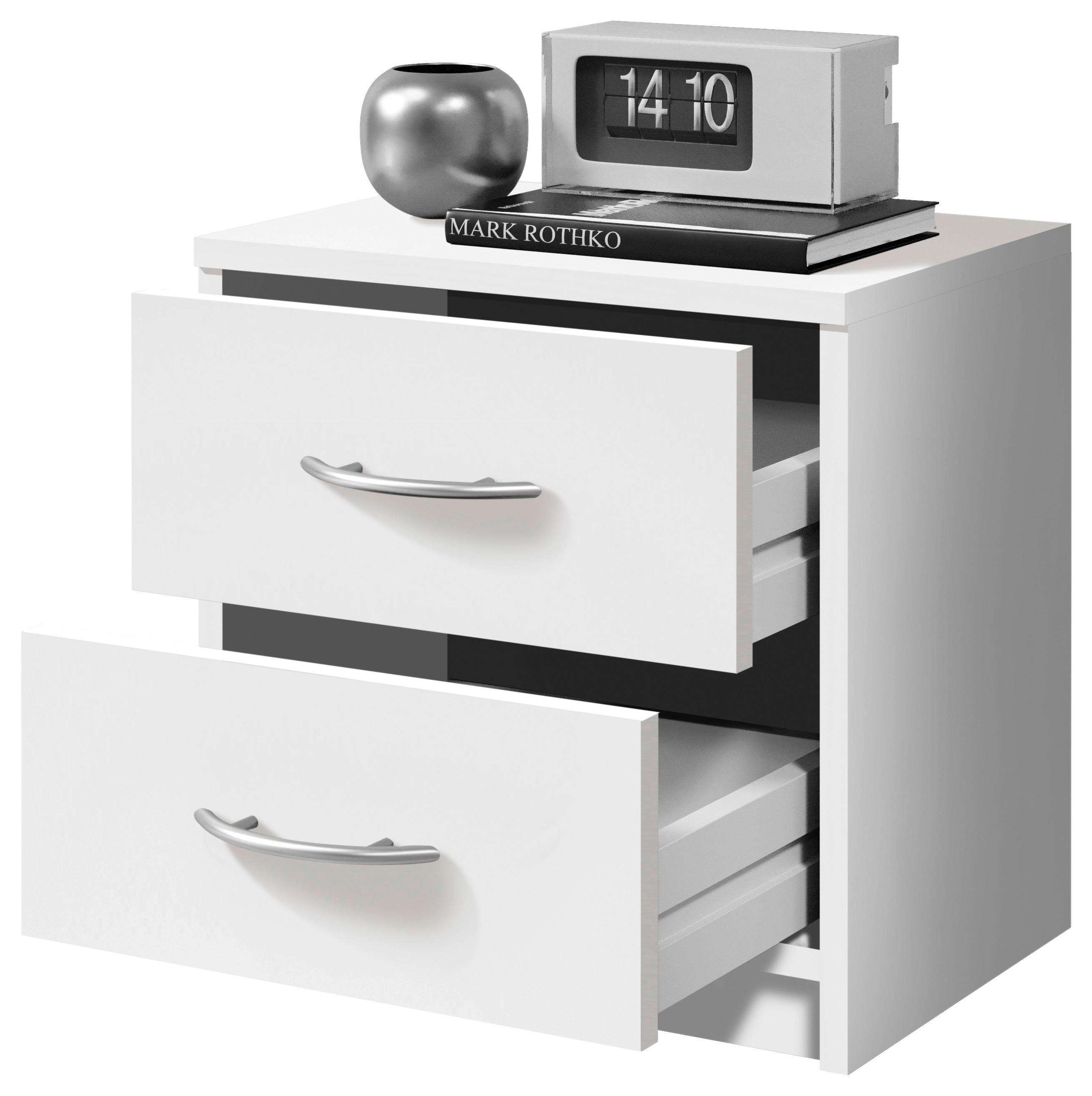 Nachtkästchen Pepe B: 38,5 Cm Weiß - Schwarz/Weiß, Basics, Holzwerkstoff (38,5/39/28,2cm) - P & B