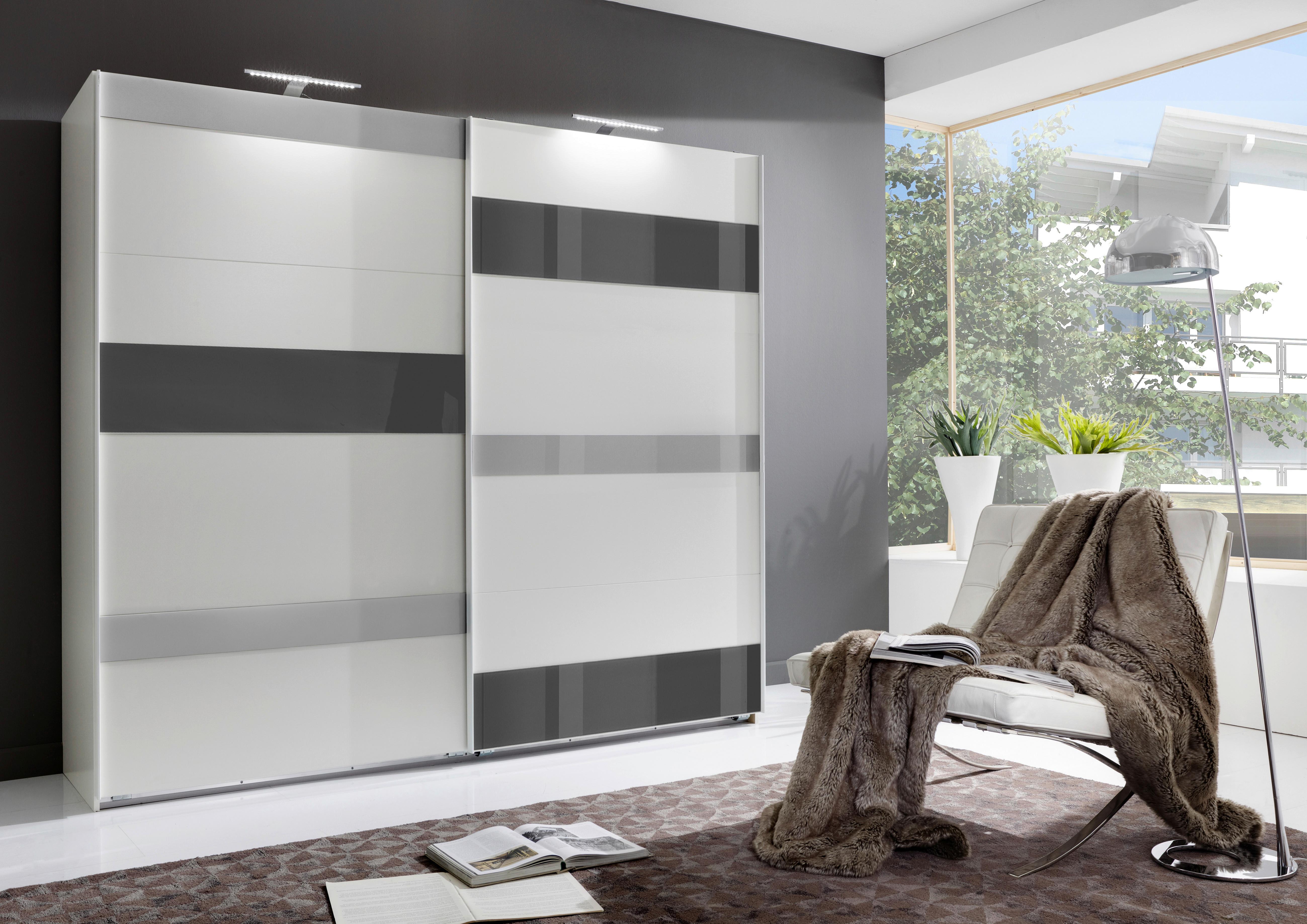 Monaco Grau/weiß B: 180 Cm Monaco - Hellgrau/Weiß, MODERN, Glas/Holzwerkstoff (180/210/65cm) - MID.YOU
