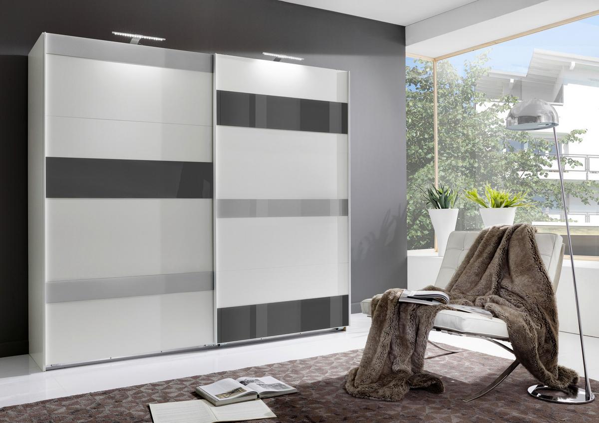 Monaco Grau/Weiß B: 180 cm Monaco - Hellgrau/Weiß, MODERN, Glas/Holzwerkstoff (180/210/65cm) - MID.YOU