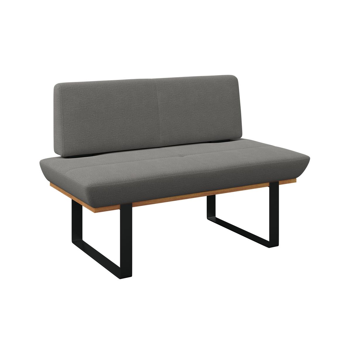 Sitzbank Tristan Webstoff grau, B: 130cm - Schwarz/Grau, MODERN, Holz/Textil (130/48/90cm) - James Wood