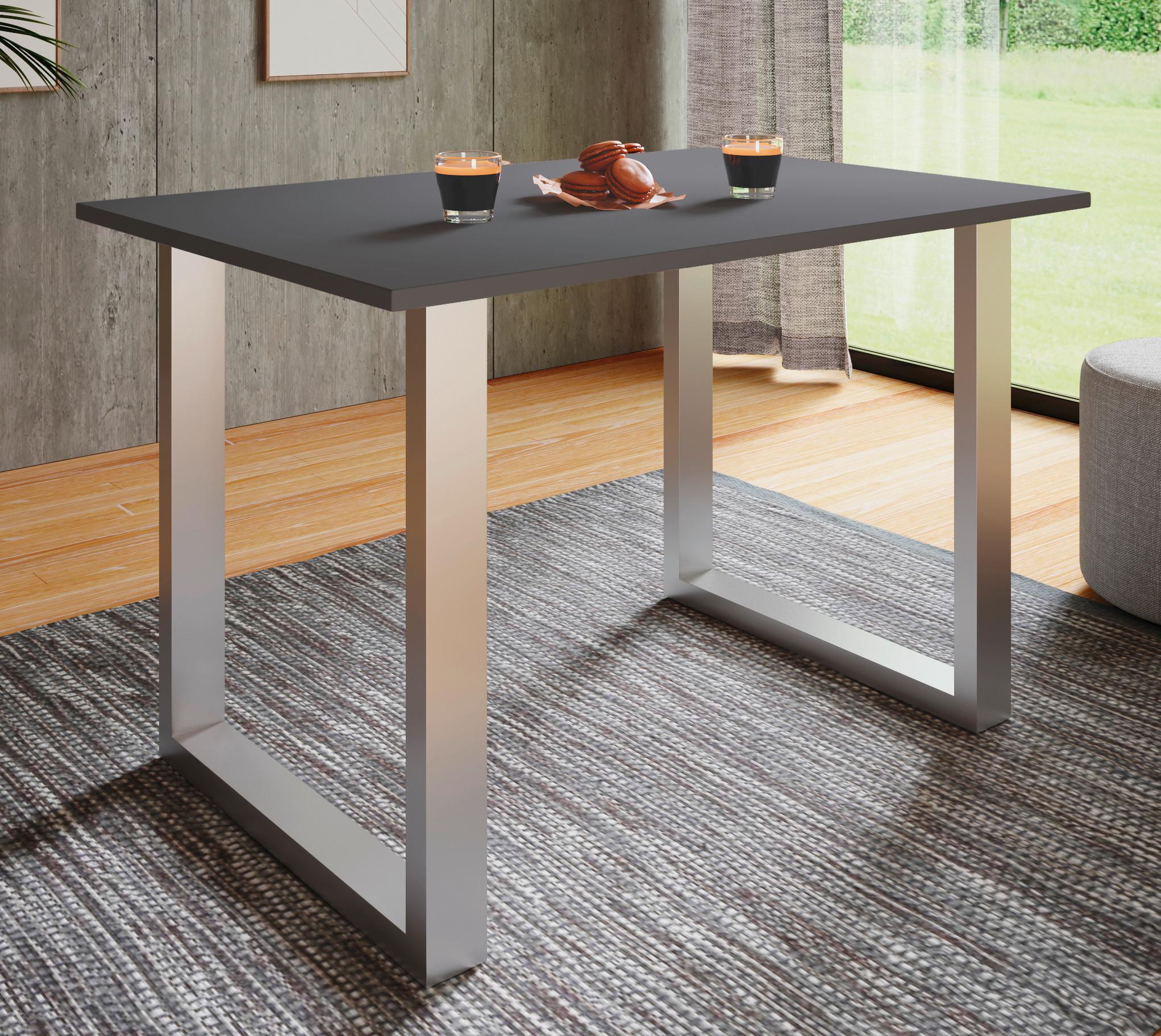 Esstisch Xona Silberfarben L: 80 cm - Anthrazit/Silberfarben, Basics, Holzwerkstoff/Metall (80/50/76cm) - MID.YOU