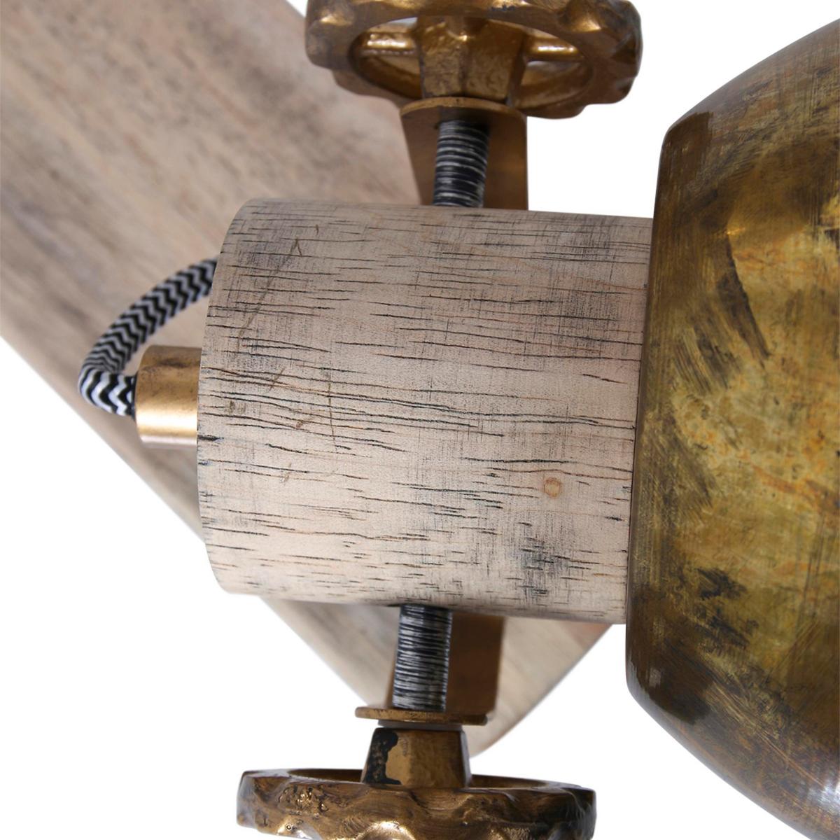 Deckenspots Gearwood - Bronzefarben/Kupferfarben, Trend, Holz/Metall (59/19/23cm)