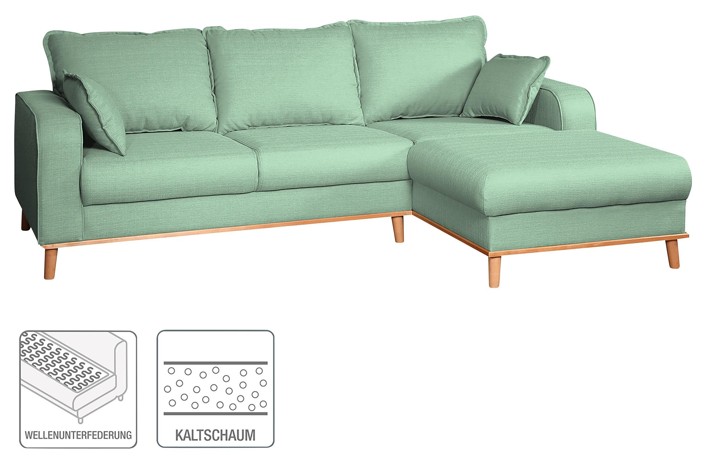 Ecksofa Beata Mintgrün S: 230x150 Cm - Wengefarben/Mintgrün, Design, Textil (230/150cm) - Livetastic