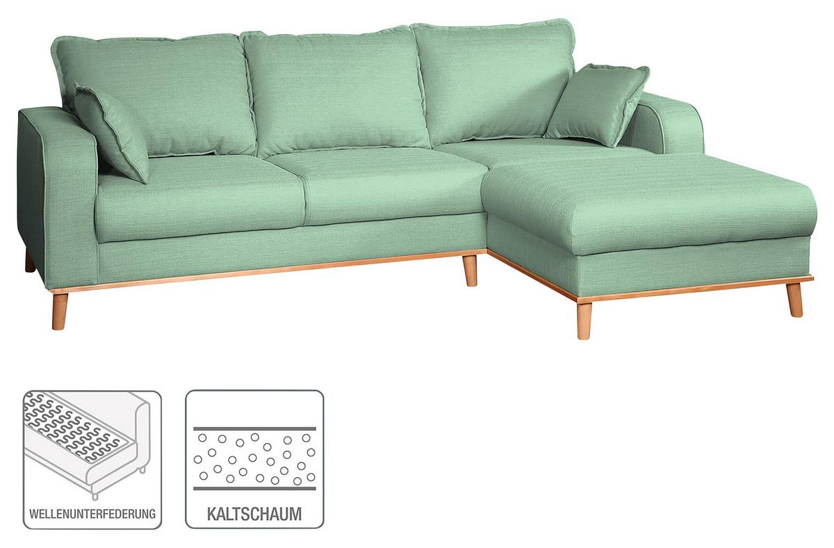 Ecksofa Beata Mintgrün S: 230x150 Cm - Wengefarben/Mintgrün, Design, Textil (230/150cm) - Livetastic